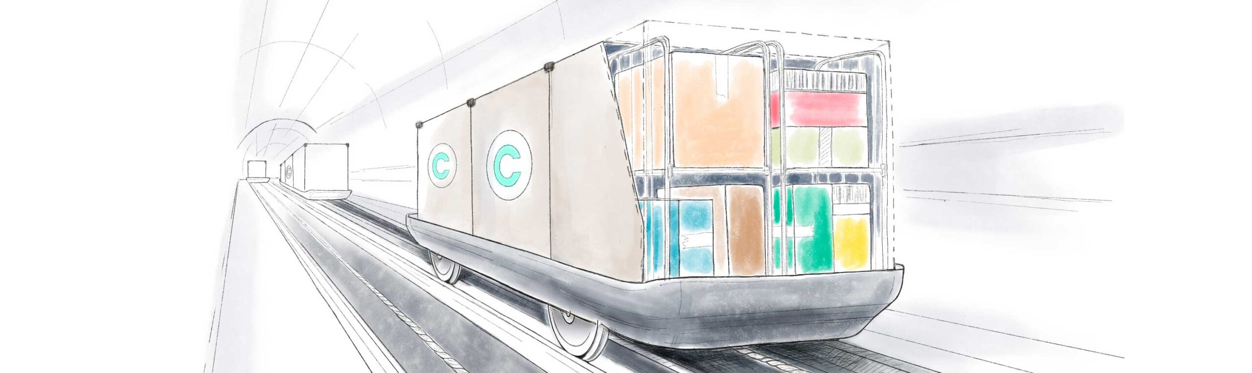 Illustration Seilbahntechnik Cargo sous terrain
